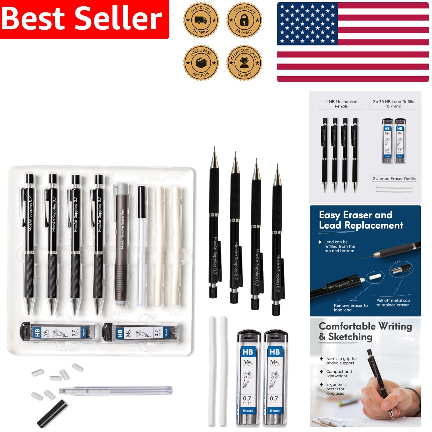 Elegant 0.7mm Metal Mechanical Pencils Set – Perfect for Drafting & Sketching