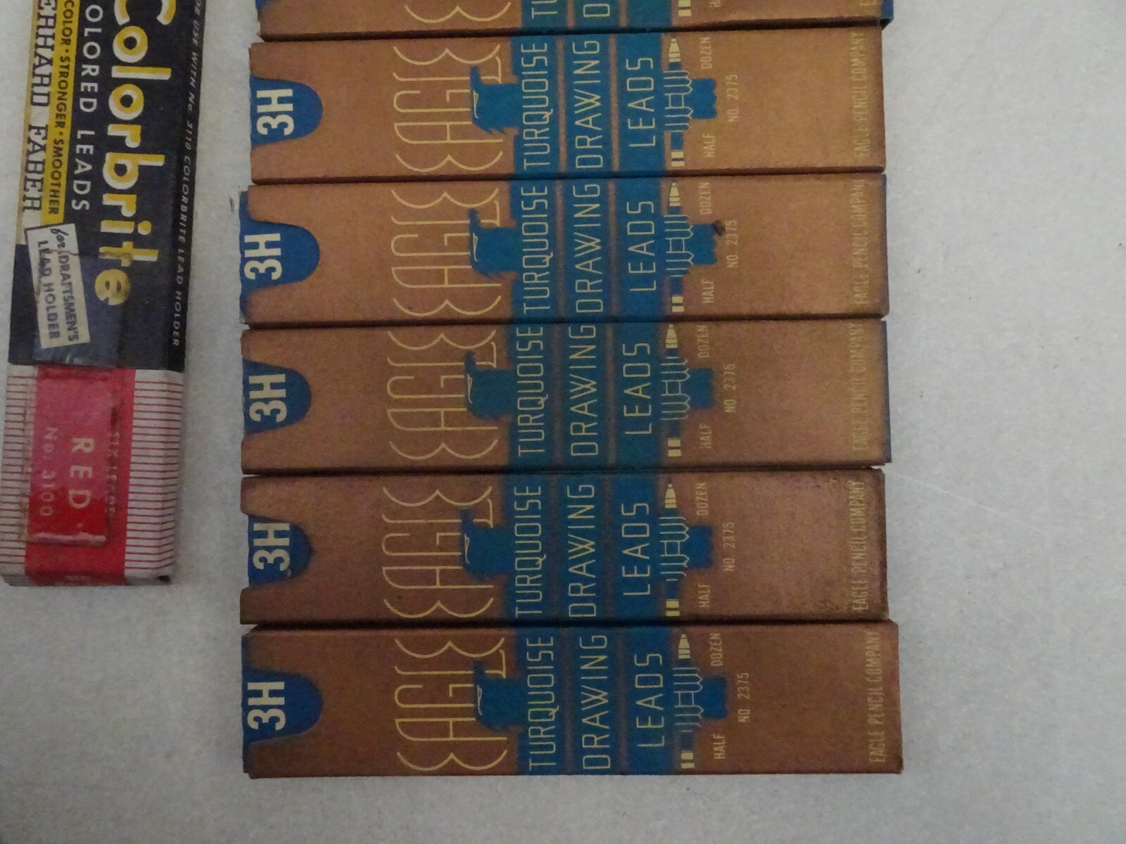 Eagle Drafting Pencil Leads Turquoise Red Graphite 4H 3H 2H 14 boxes Vintage