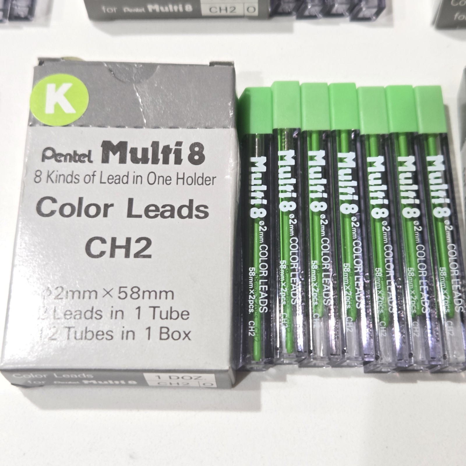 Vintage Pentel Multi8 2mm Color Leads 2x58mm CH2 Mega lot. 67 tubes. New