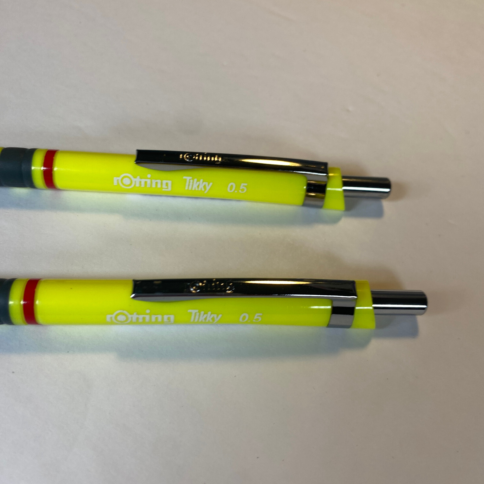 NEW Rotring Tikky 0.5 mm Mechanical Pencil Lot of 2 Rubber Grip Neon Yellow
