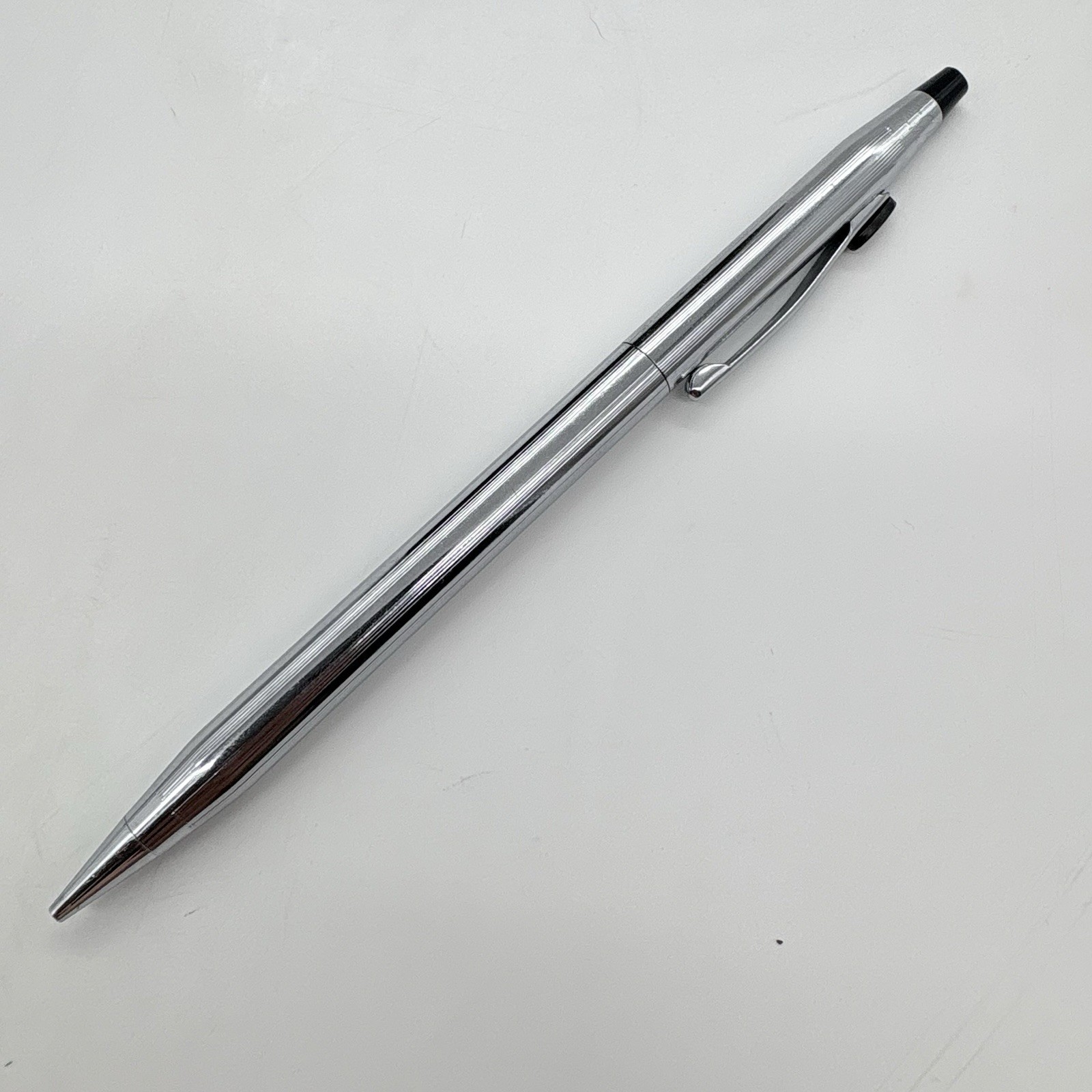 Cross Pencil Silver Tone Chrome w/ Thin Lead Refill And 2 Erasers Dupont Branded