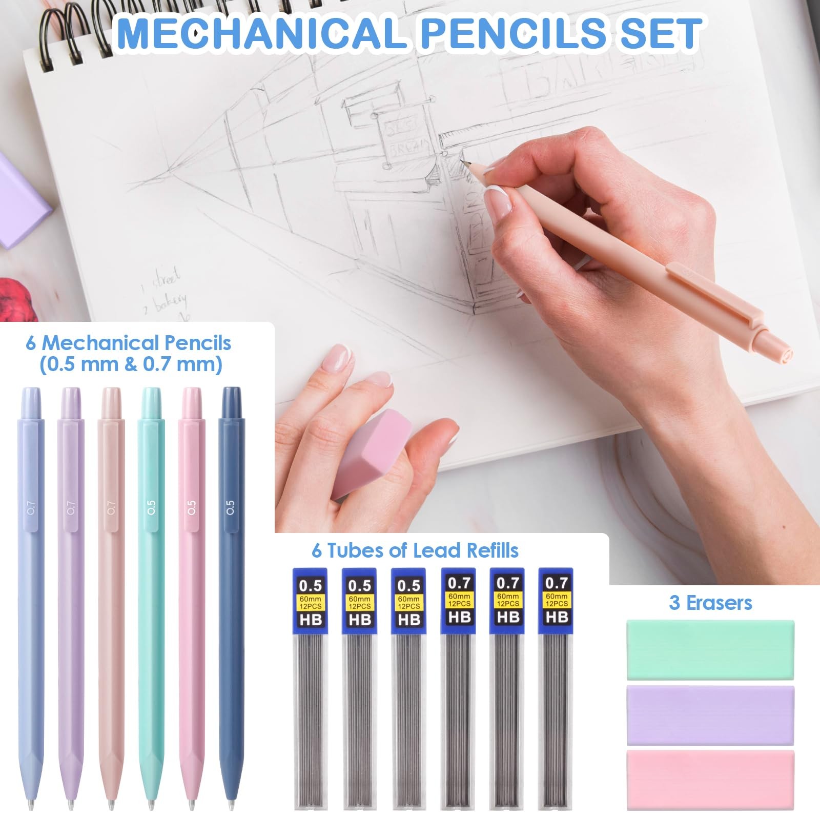 54 PCS Aesthetic School Supplies Stationary Set Large Pen Case Pencils Markers