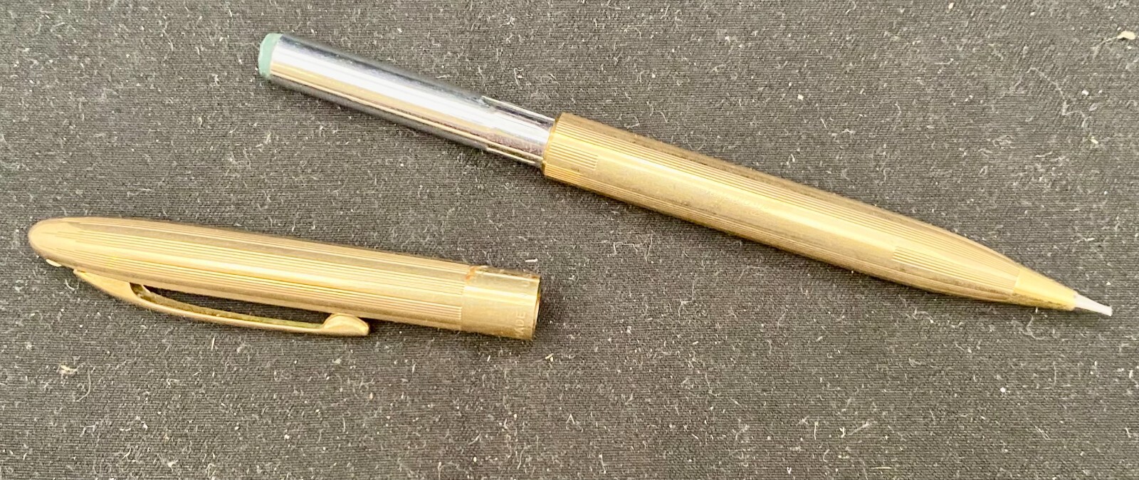 VTG USA SHEAFFER CREST ELECTROPLATED GOLD MECHANICAL PENCIL, WHITE DOT, c1995 g
