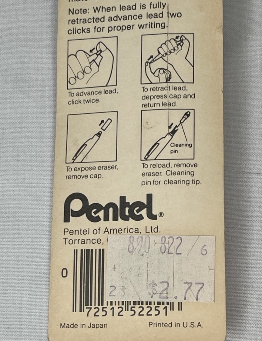 Vintage Pentel P225 Mechanical Pencil 0.5mm Discontinued Classic Pro/AM NOS