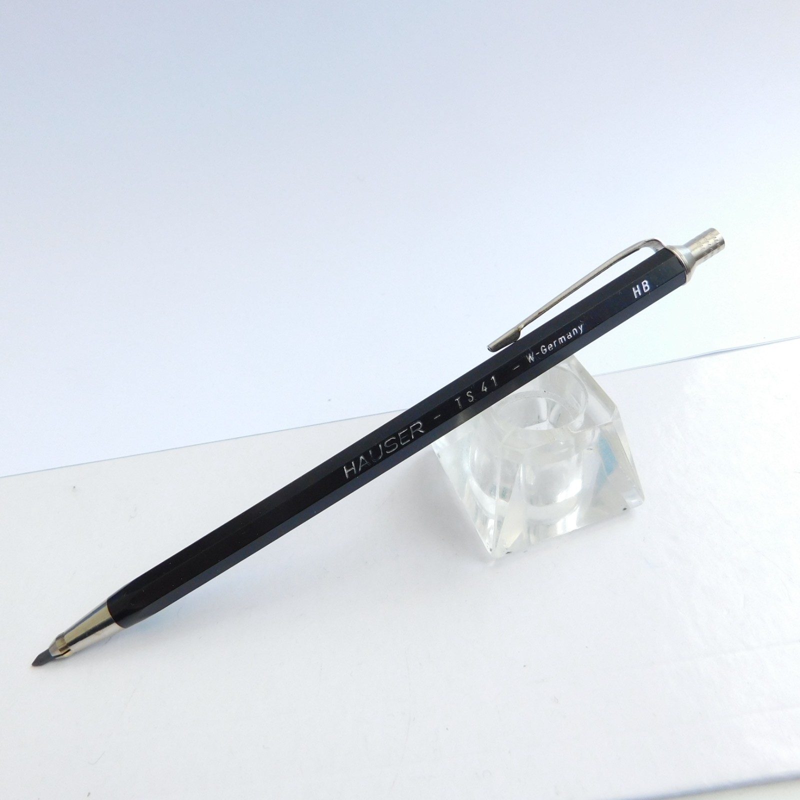 Vintage HAUSER TS 41 Black/Chrome Trim Mechanical Pencil 2 mm Germany 1970s