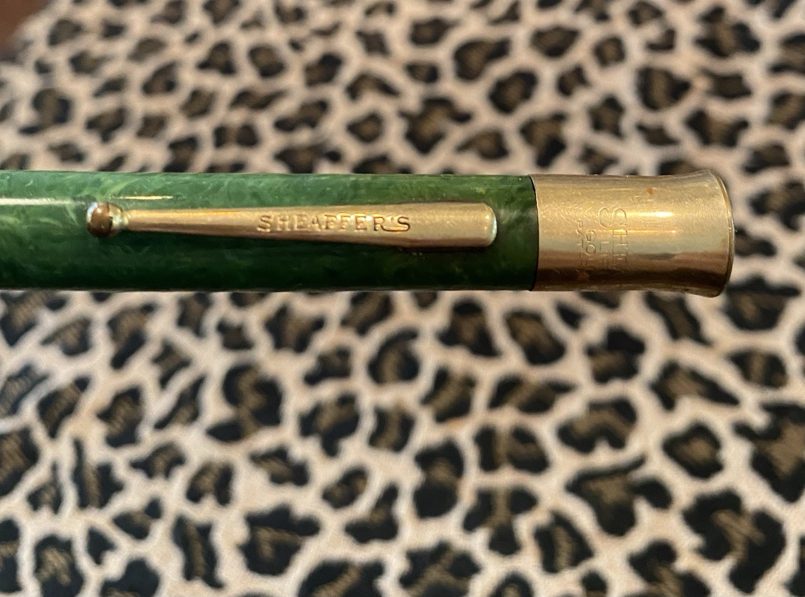 Sheaffer Lifetime Jade Green & Gold Filled 1.1mm Ringtop Pencil – 1920’s