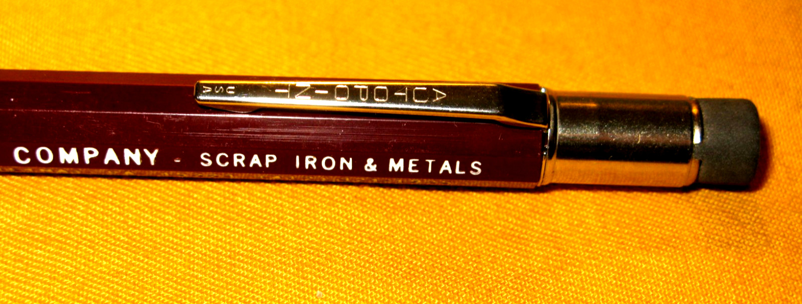 NEW-NEVER USED MAROON/WHITE 76 AUTOPOINT MECHANICAL PENCIL W/W.F.WIMMER CO. ADV.