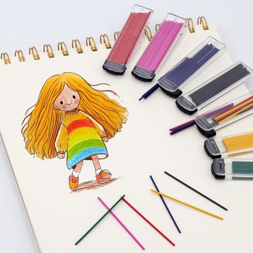 210 Pcs 1.3mm Colored Mechanical Pencil Lead 6 Color 7 Boxes Refills 1.3mm Au…