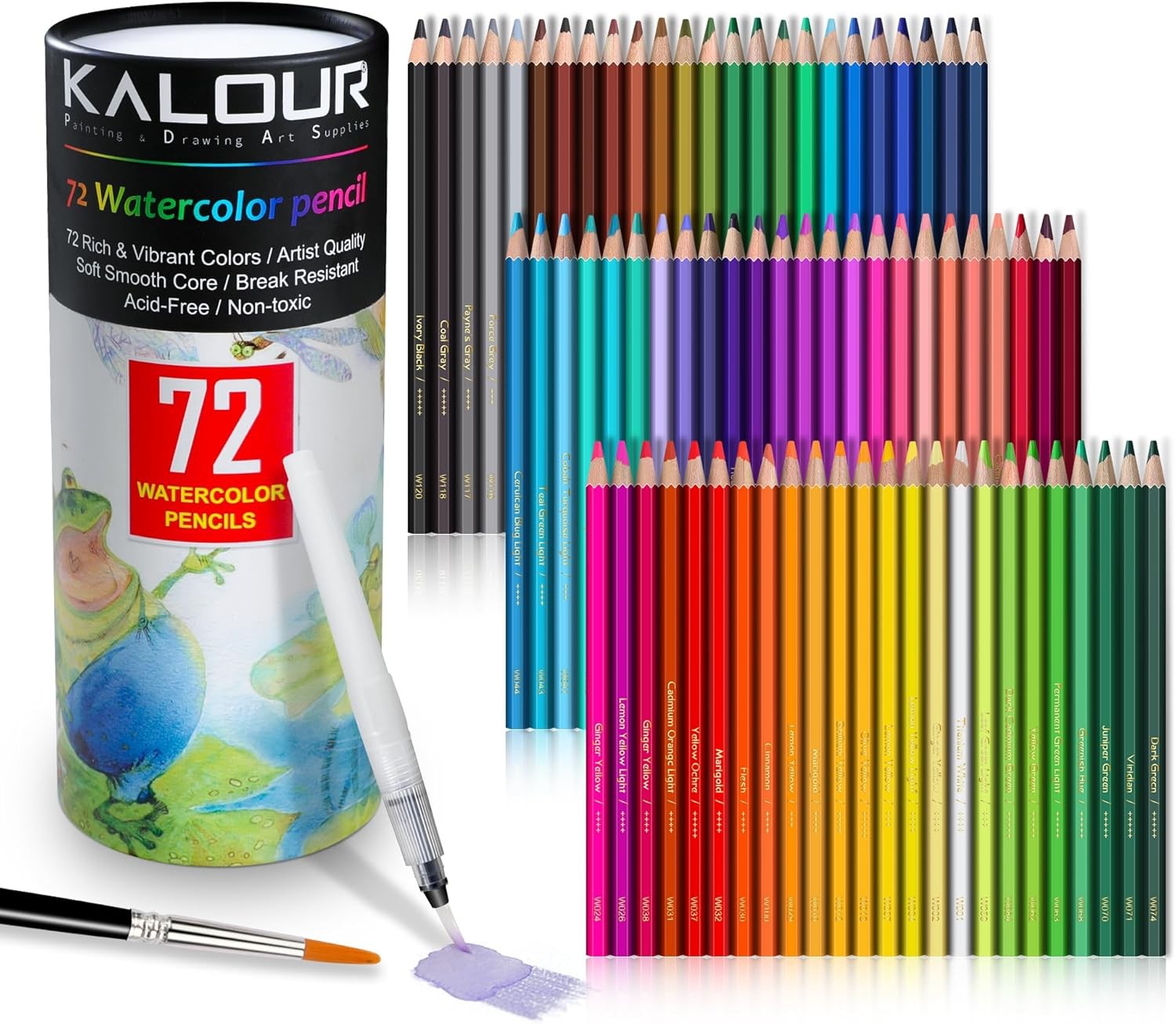 KALOUR 72-Color Professional Watercolor 1 Count (Pack of 72), Multicolor