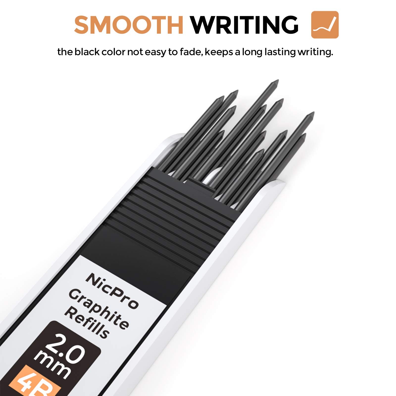 Nicpro 2mm Metal Mechanical Pencil Set, 2PCS Lead Holder 2.0 mm 2 Pack, Black