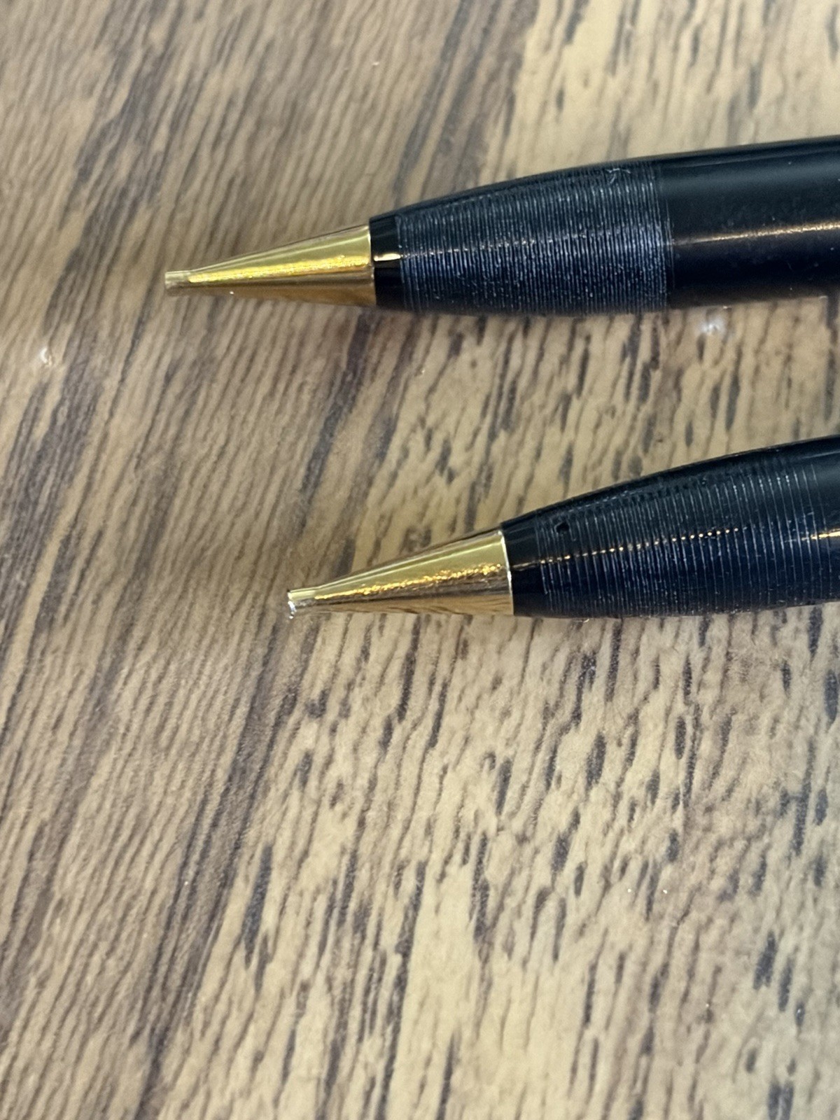 Vintage Pair Mechanical Pencil Sheaffer’s Black Gold and Silver MOP