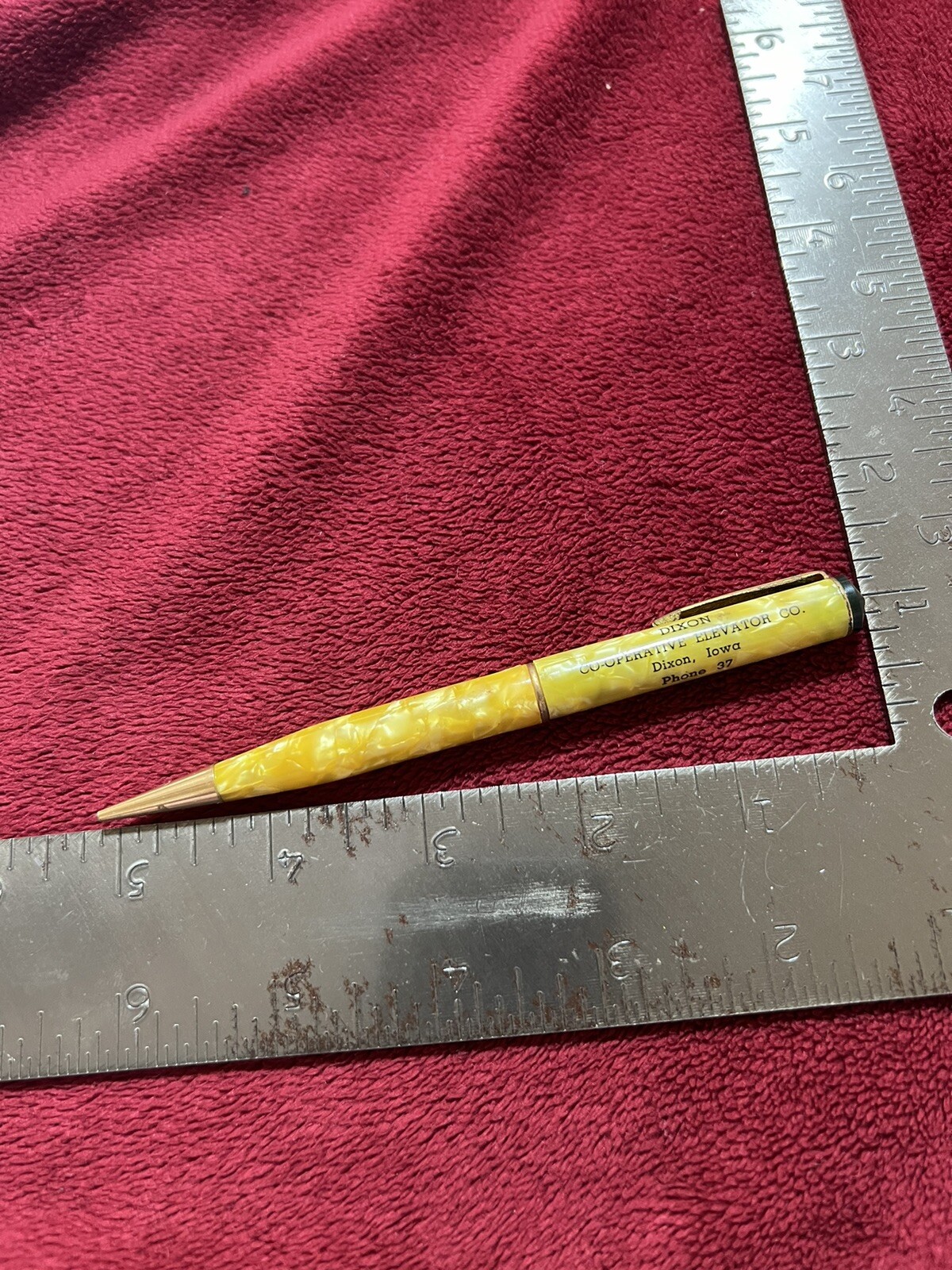 Vintage Cracked Ice Mechanical Pencil, Dixon (IA) Co-op Elevator. Phone 37!