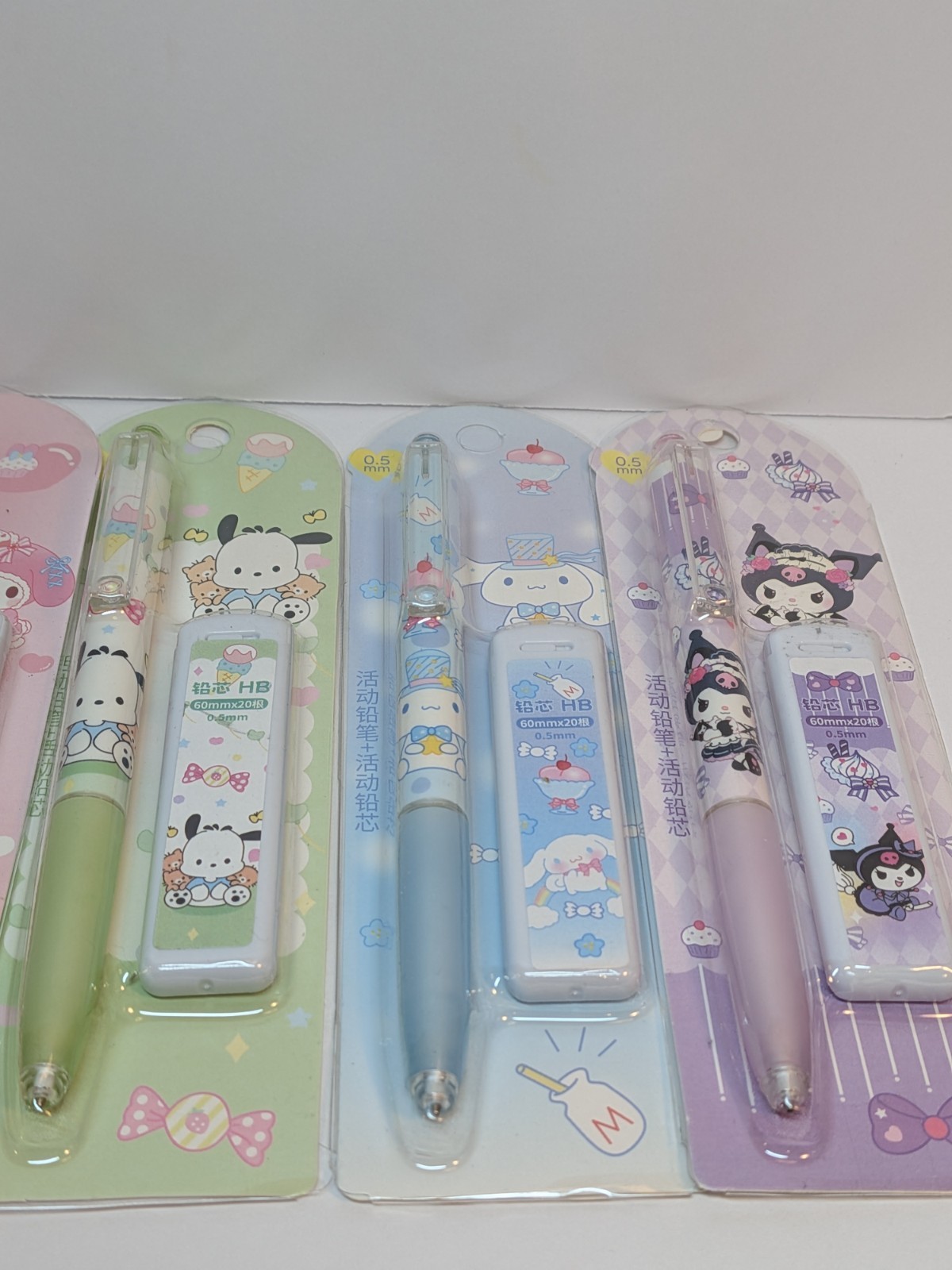 Lot x 4 Sanrio Mechanical Pencils w/Refill Lead Packs 0.5mm Kuromi My Melody NEW