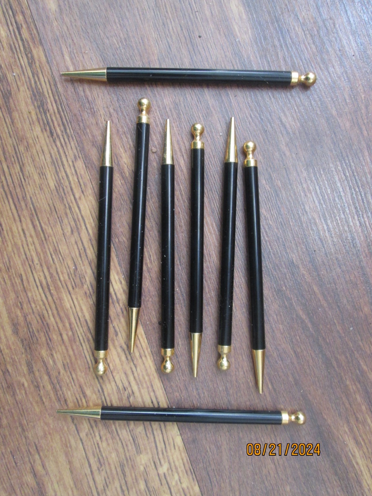 8 Matte Black and Gold Mechanical Pencils – Unbranded, No Lead 4 3/4″ Long