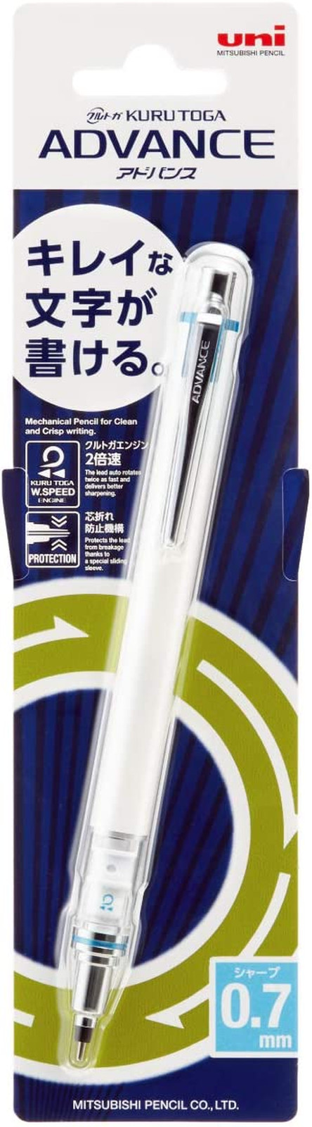 Uni Mechanical Pencil, Kuru Toga Advance, 0.7Mm, White (M75591P.1)