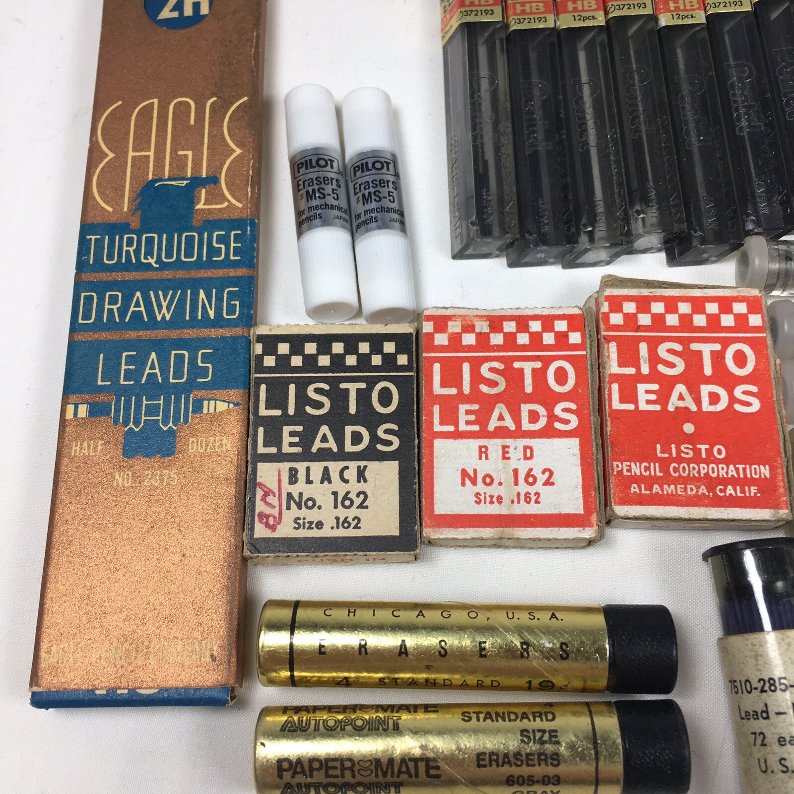Vintage Mixed Lot Mechanical Pencil LEADs and ERASERS Pentel Listo Wearever