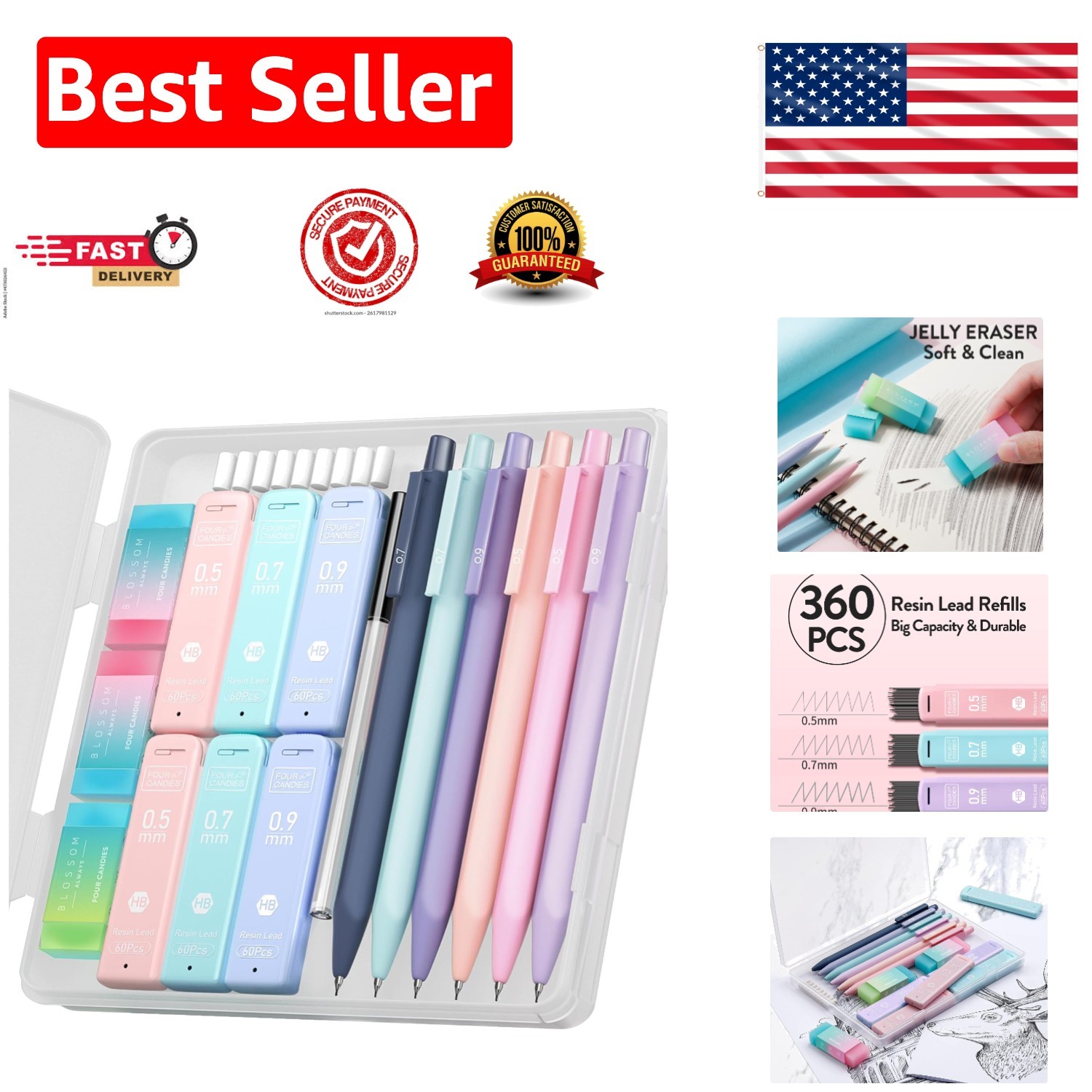 Adorable 6PCS Cute Mechanical Pencils with Triangular Grip – Ideal for All Ages