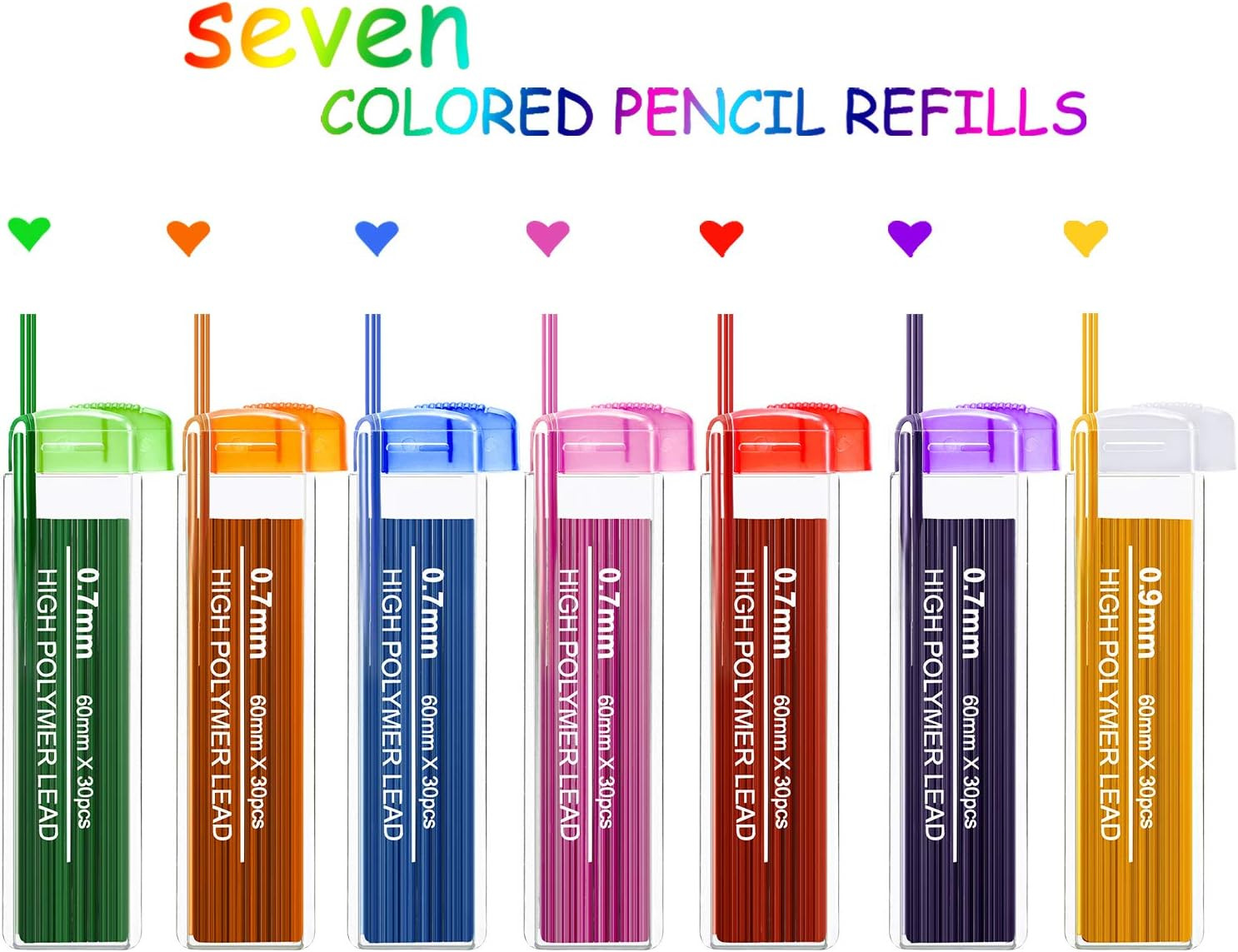 210 Pcs Colorful Refill 0.9 mm Automatic Mechanical Pencil Refills 7 Colors Stat