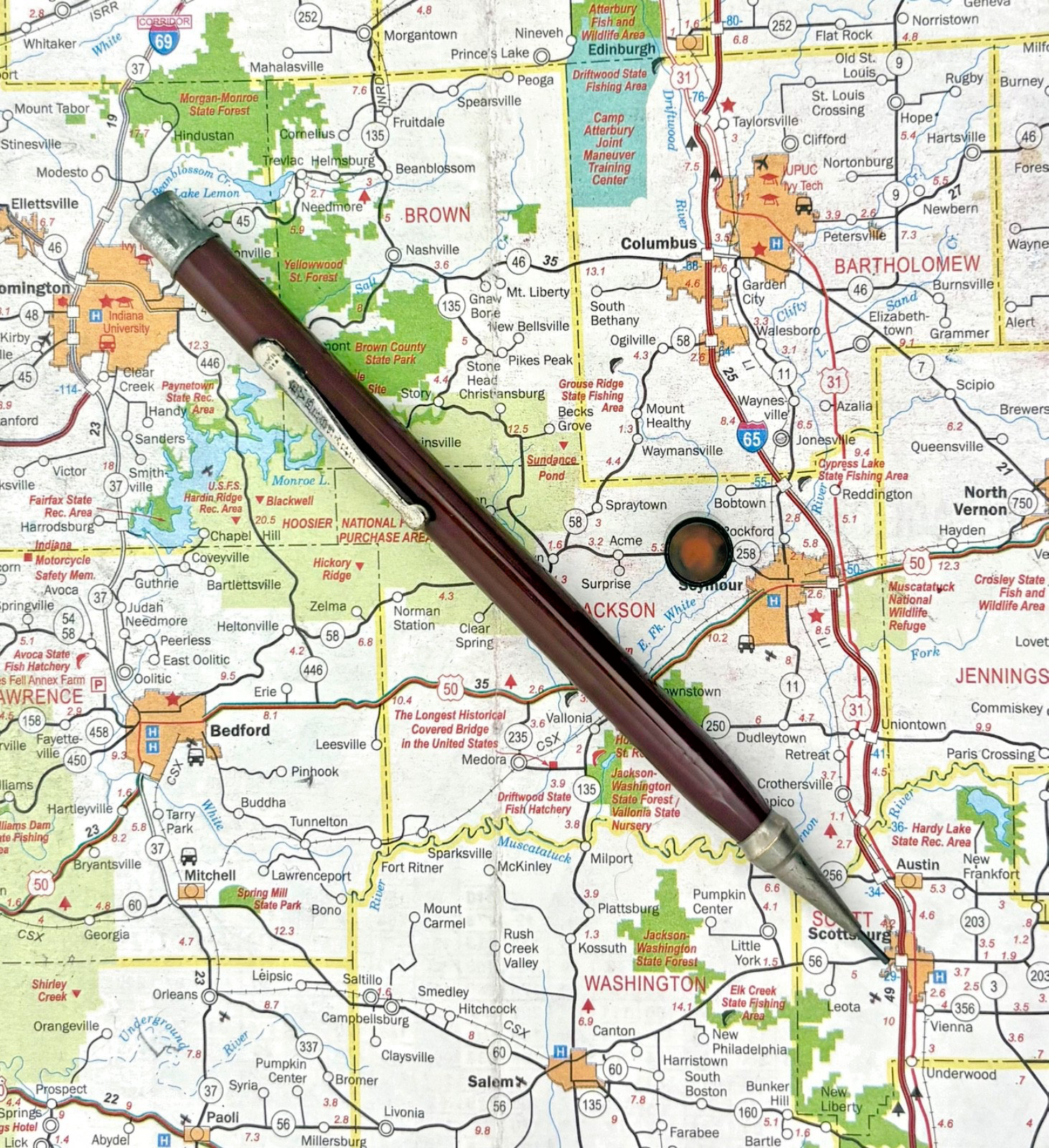 Vintage 1930s-40s Eversharp “Square 4” dark brown un-patterned celluloid pencil