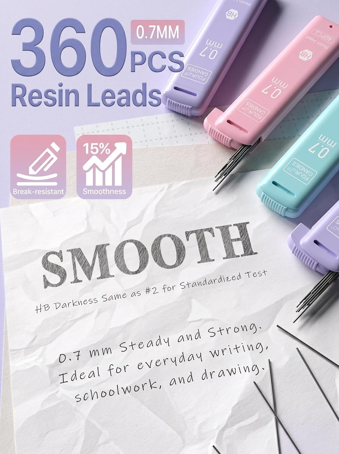 Pastel Mechanical Pencil Set: 3-Pack with Erasers & 9 Refills for Easy Writing