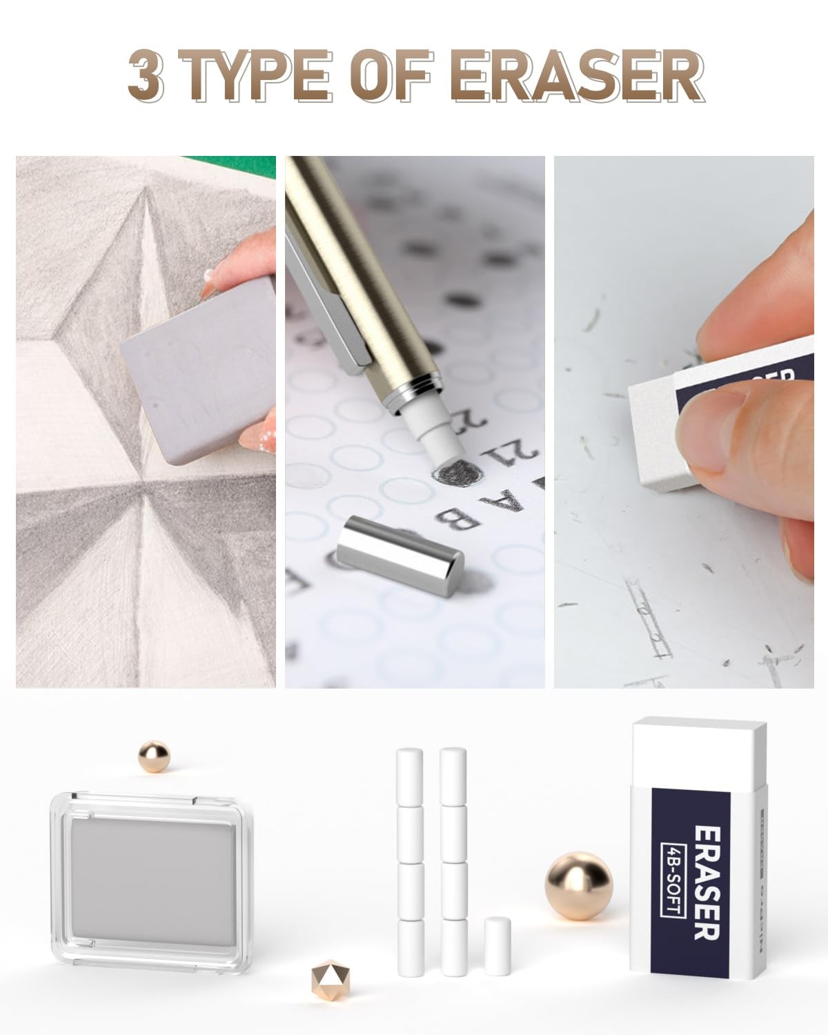 Nicpro 35PCS Art Mechanical Pencil Set, 3 PCS Metal Drafting 0.5 Black