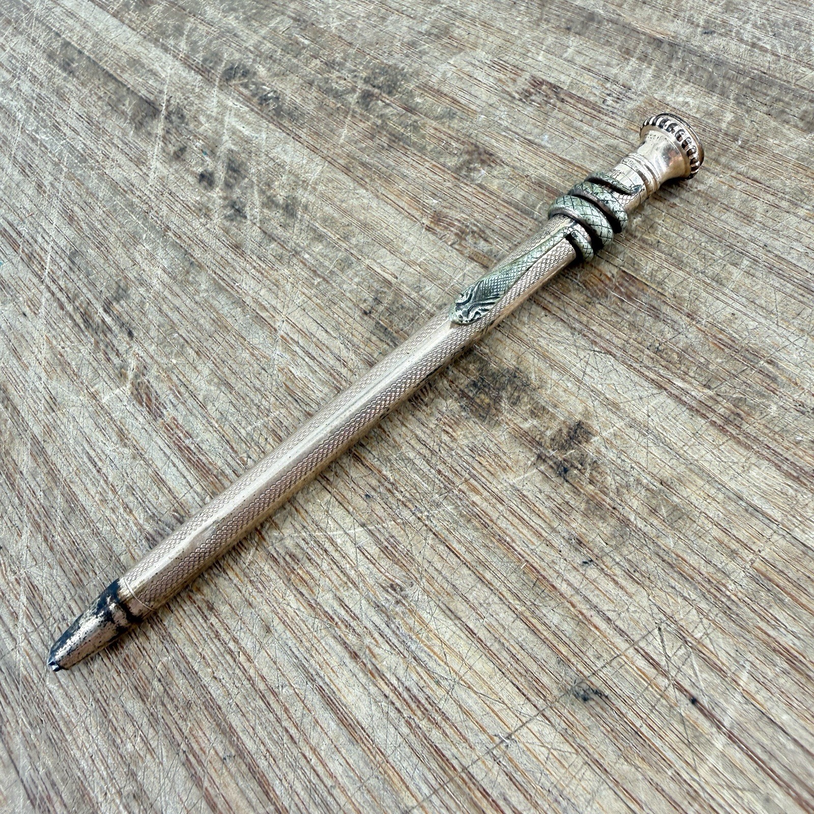Victorian F.T. PEARCE gold filled snake pencil – antique – READ
