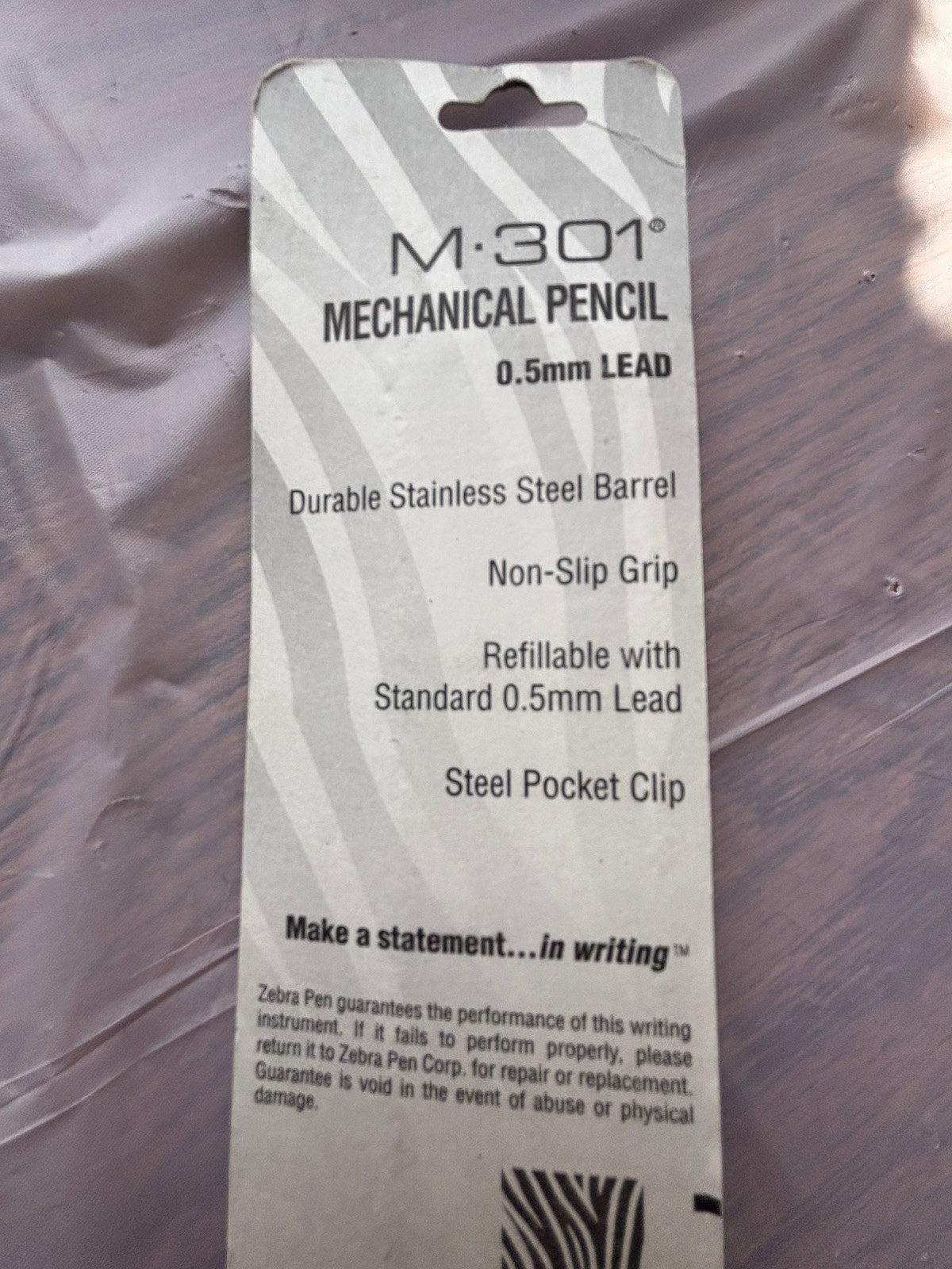Vintage Zebra M- 301 Mechanical Lead Stainless Steel Barrel Pencil NOS