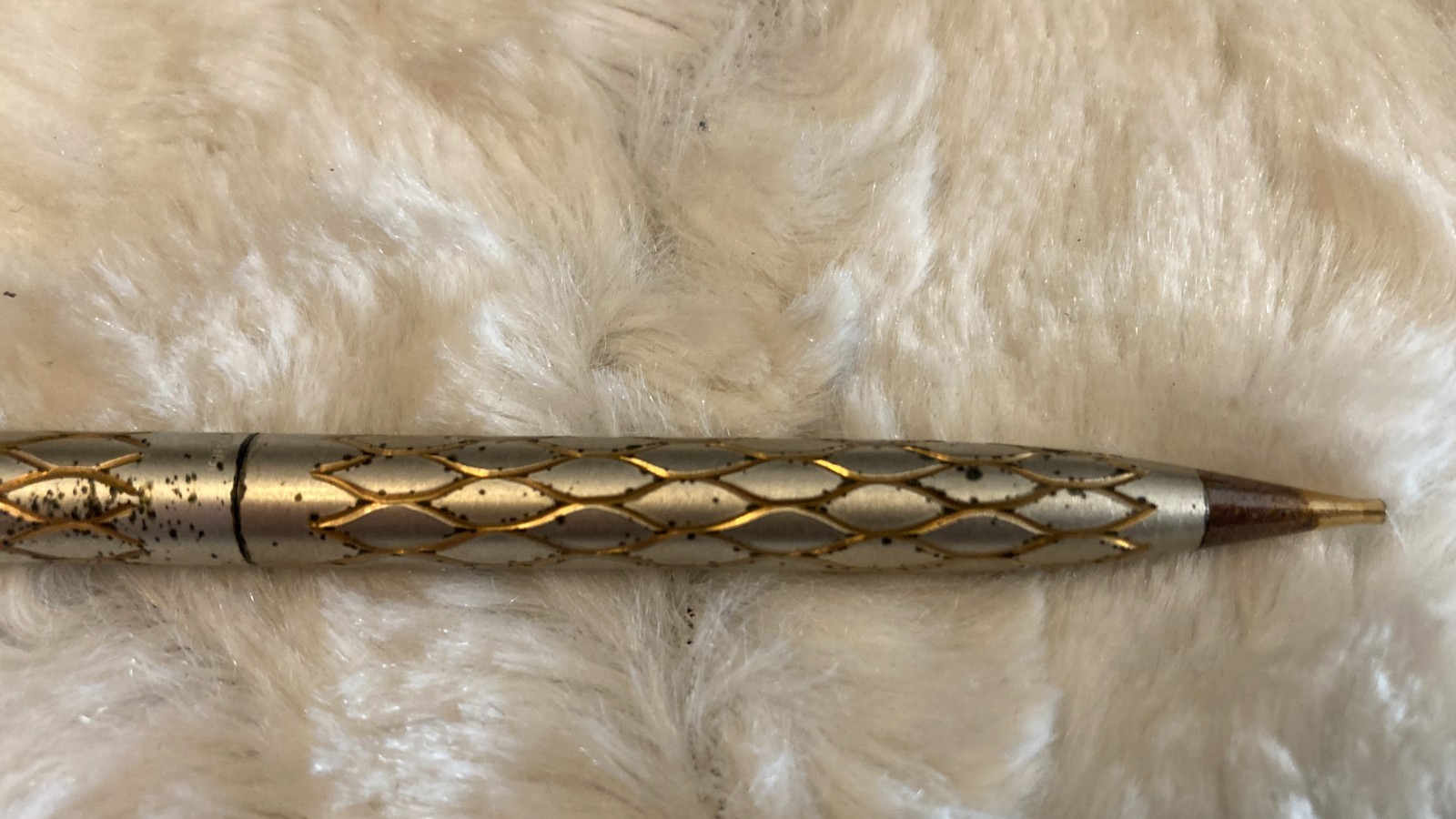 Vtg 1960s Lady Sheaffer Tulle Pattern Twist Mechanical Pencil Silver Gold Toned