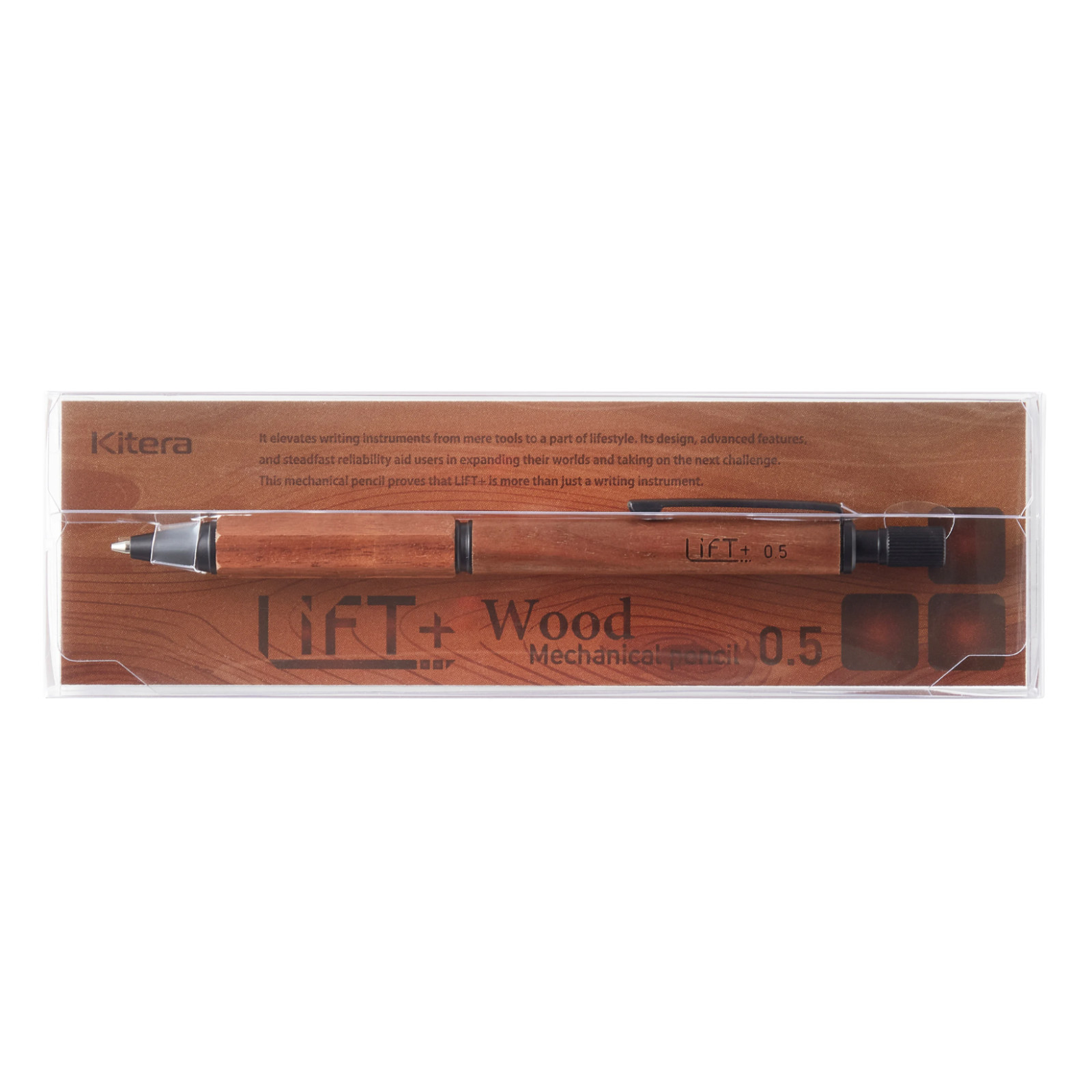 Kitera LIFT+ Wood 0.5mm Mechanical Pencil Walnut Brass Made in Japan