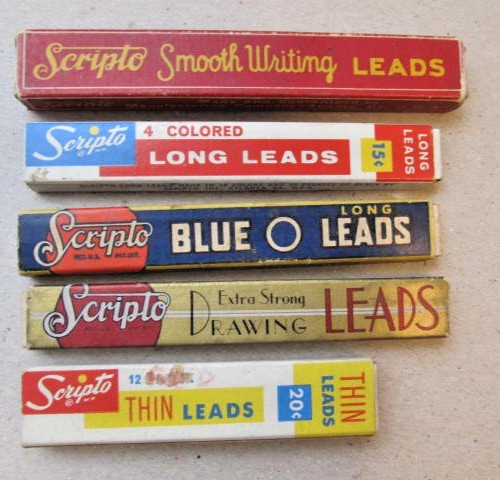 Vintage Lot of 5 ~ Scripto Writing Leads with Boxes ~ Atlanta, Georga / USA