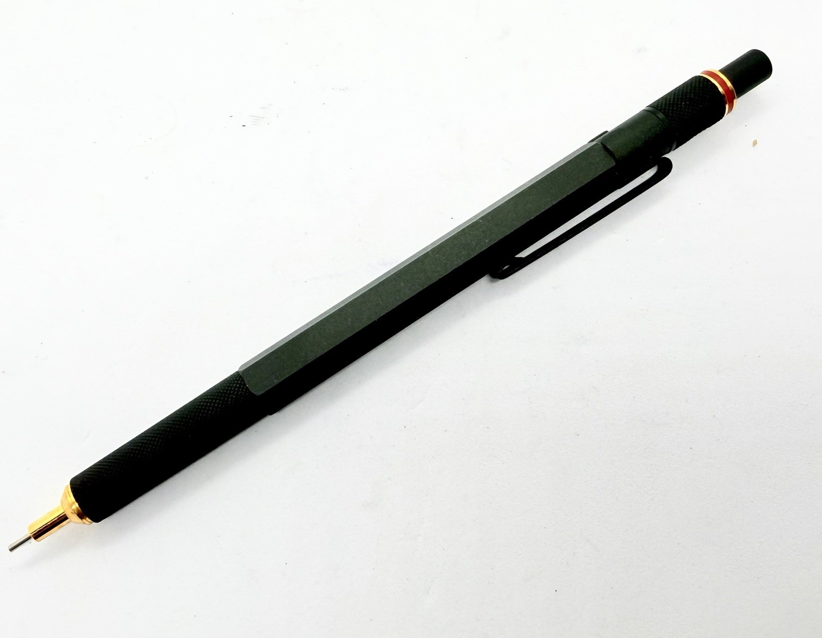 NOS Rotring 600 Gold Twist Retract Tip Mechanical Pencil 0.7mm Black Color