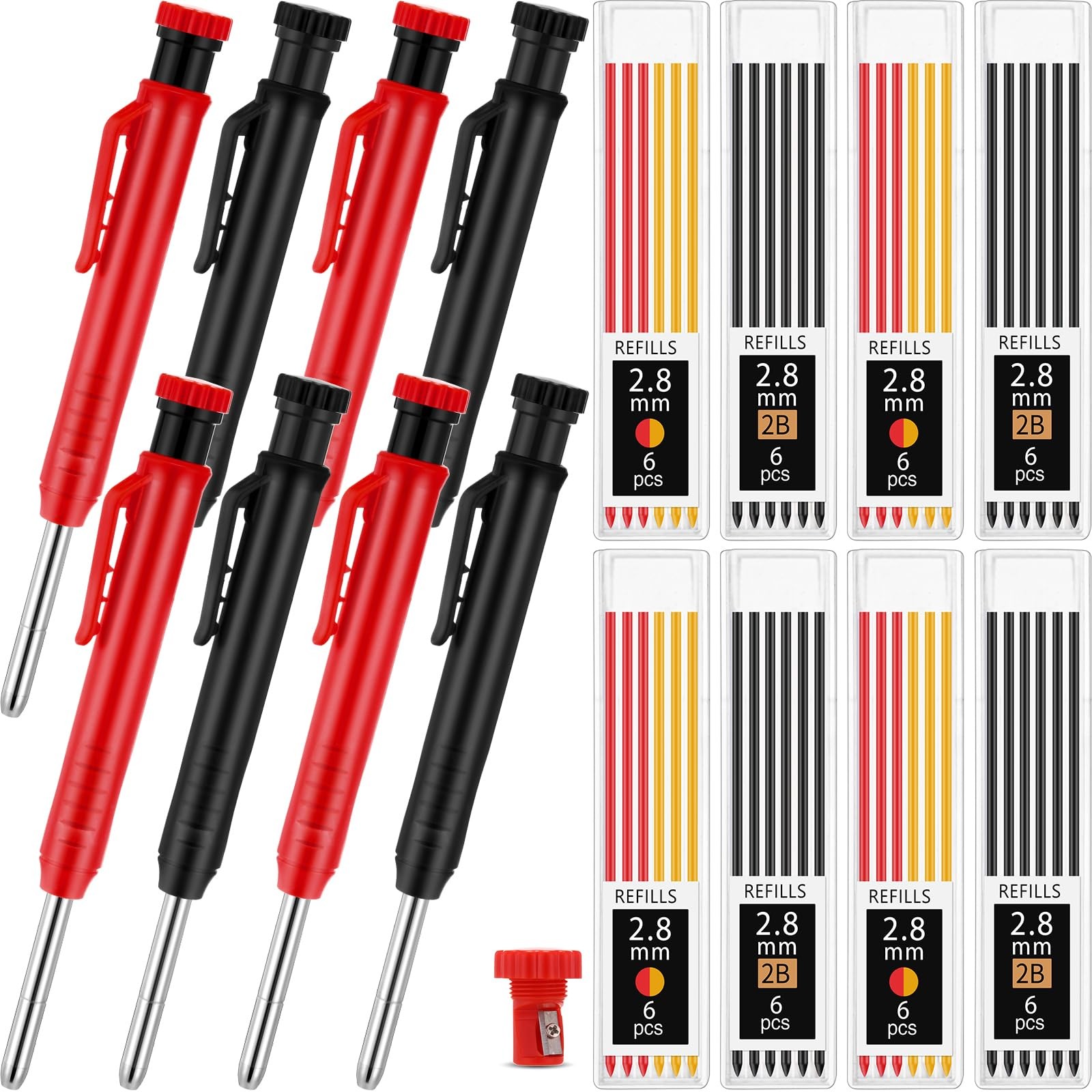 Mechanical Carpenter Pencils 2.8mm Construction Deep Hole Marker 8 Pack