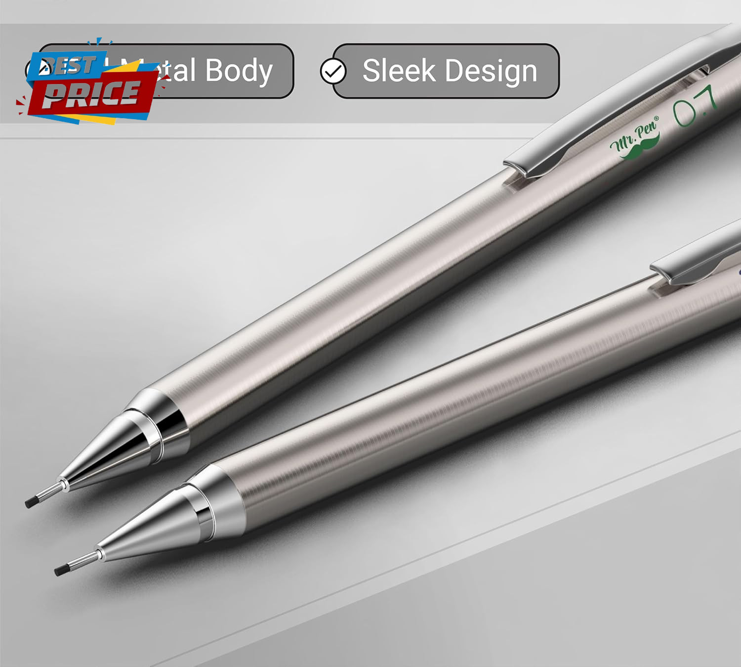 – Metal Mechanical Pencils, 0.7Mm, 2 Pack, Lead Pencil, Mechanical Pencil Metal
