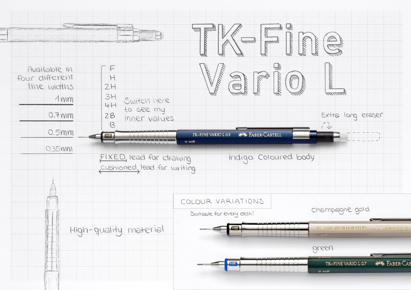 Faber-Castell Vario Sharp Pen 0.5mm Champagne Gold 355403