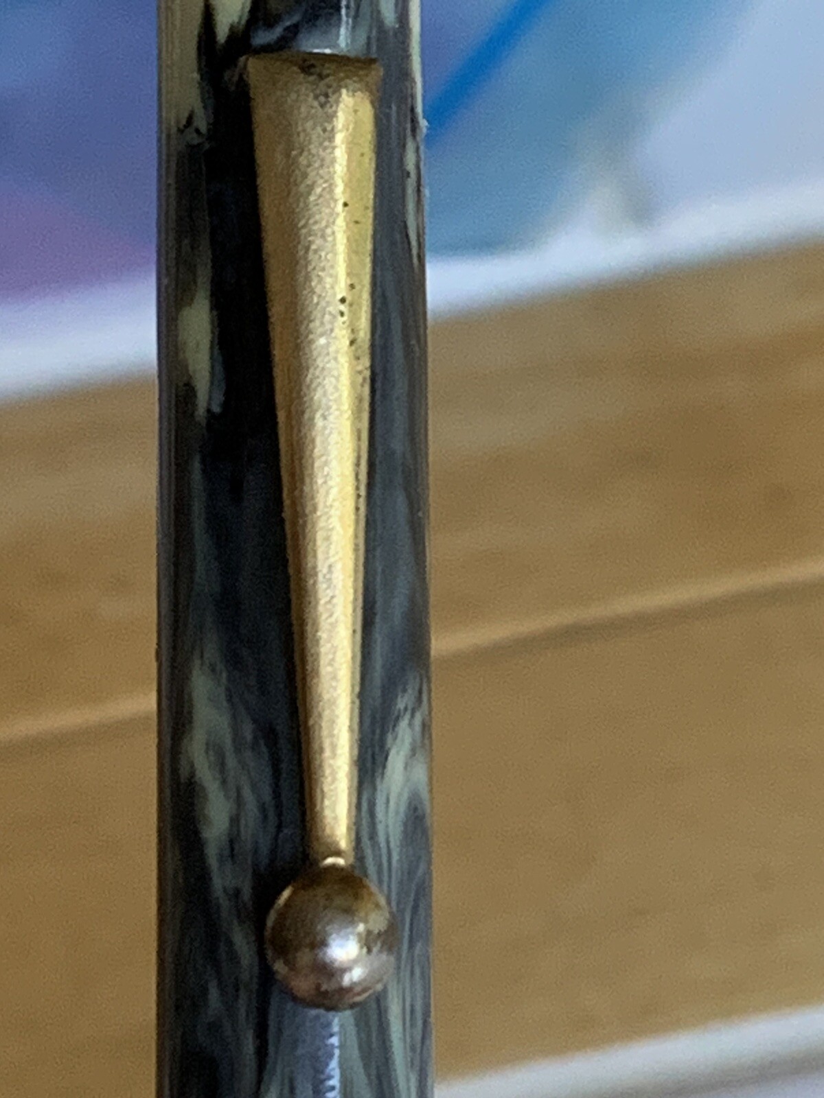 Mechanical Pencil 14K Gold Plated Gray and Cream Marbled Unbranded 5.25”