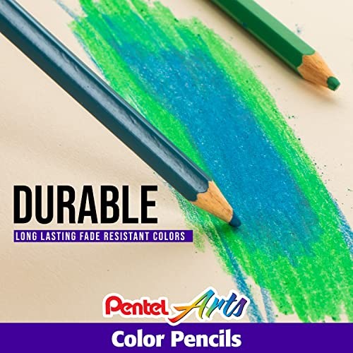 Pentel Arts Colored Pencils, Assorted Colors, Set 12 Count (Pack of 1), Blue