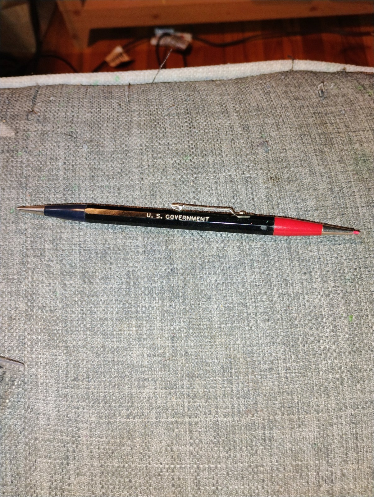 Autopoint Vintage Slender Double Ender Pencil—black and red–U.S. Government
