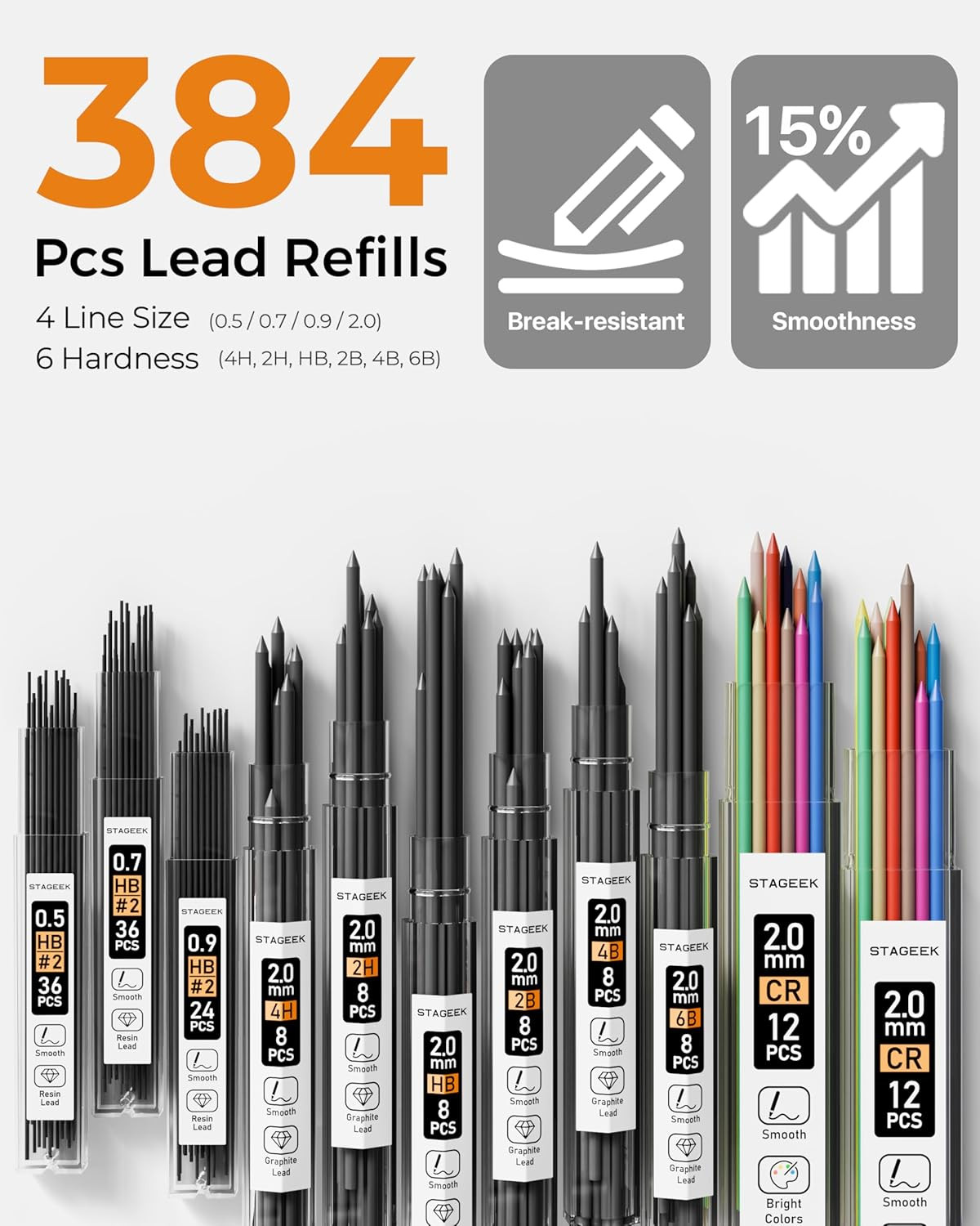 Mechanical Pencil Set with Case 34 Count, Drawing Pencils 0.5, 0.7, 0.9MM & 3PCS