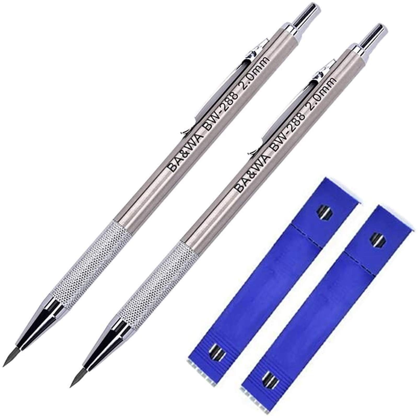 2 Pack 2.0 mm Lead Holder Metal Mechanical Pencil Automatic Mechanical Drafti…