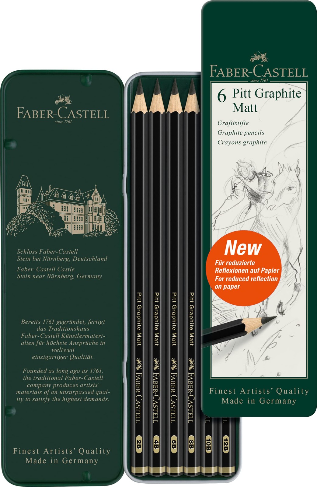 Faber-Castell Pitt Graphite Matte Pencil 1 Count (Pack of 6), Multiple color