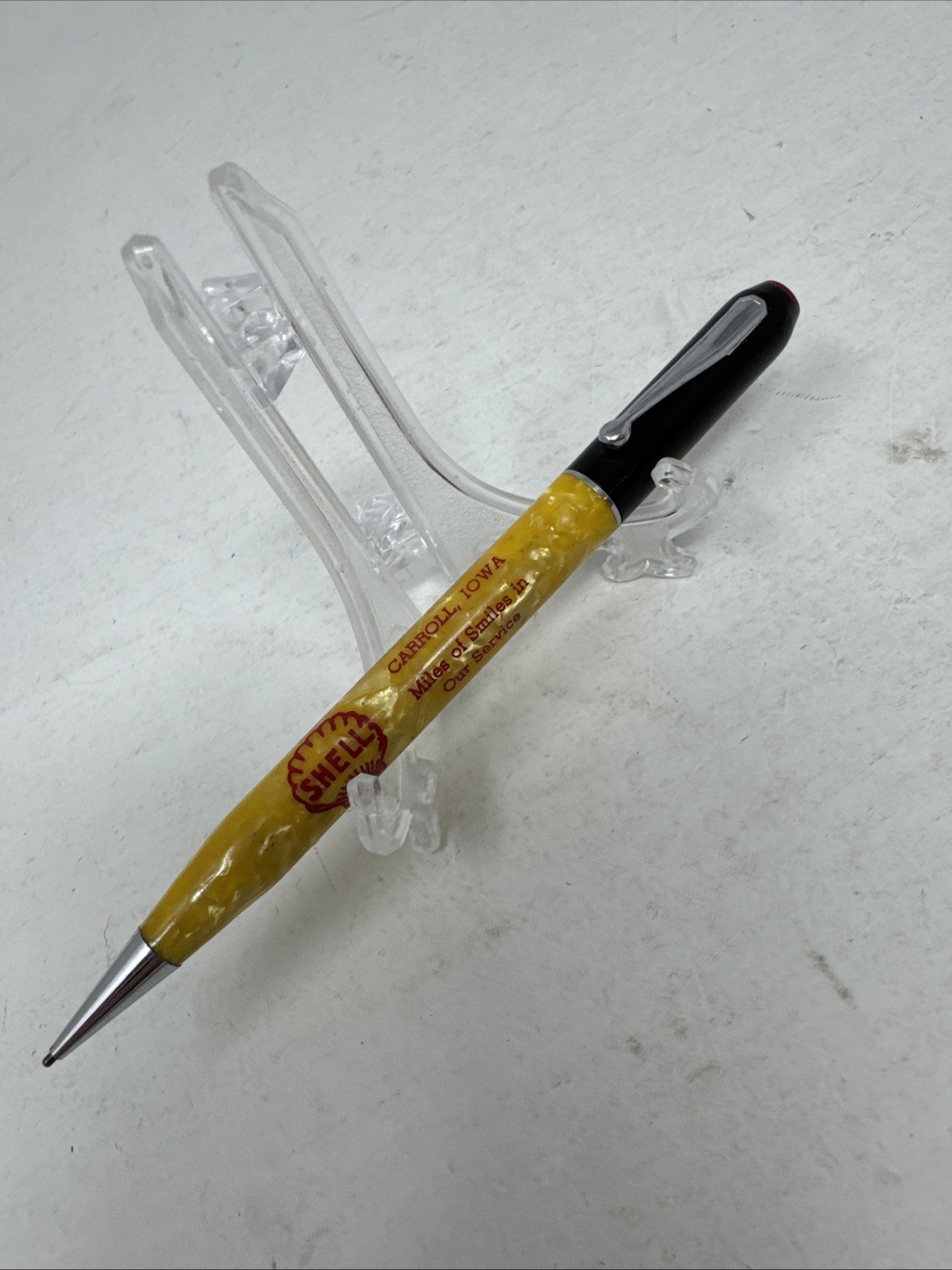 Vintage Marbled Mechanical Pencil Shell Oil Service Station Carroll Iowa