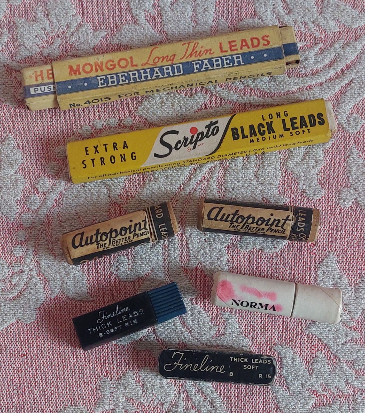 7 Vintage MONGOL Leads No. 4015 SCRIPTO, Fineline, AUTOPOINT, & Norma Mechanical