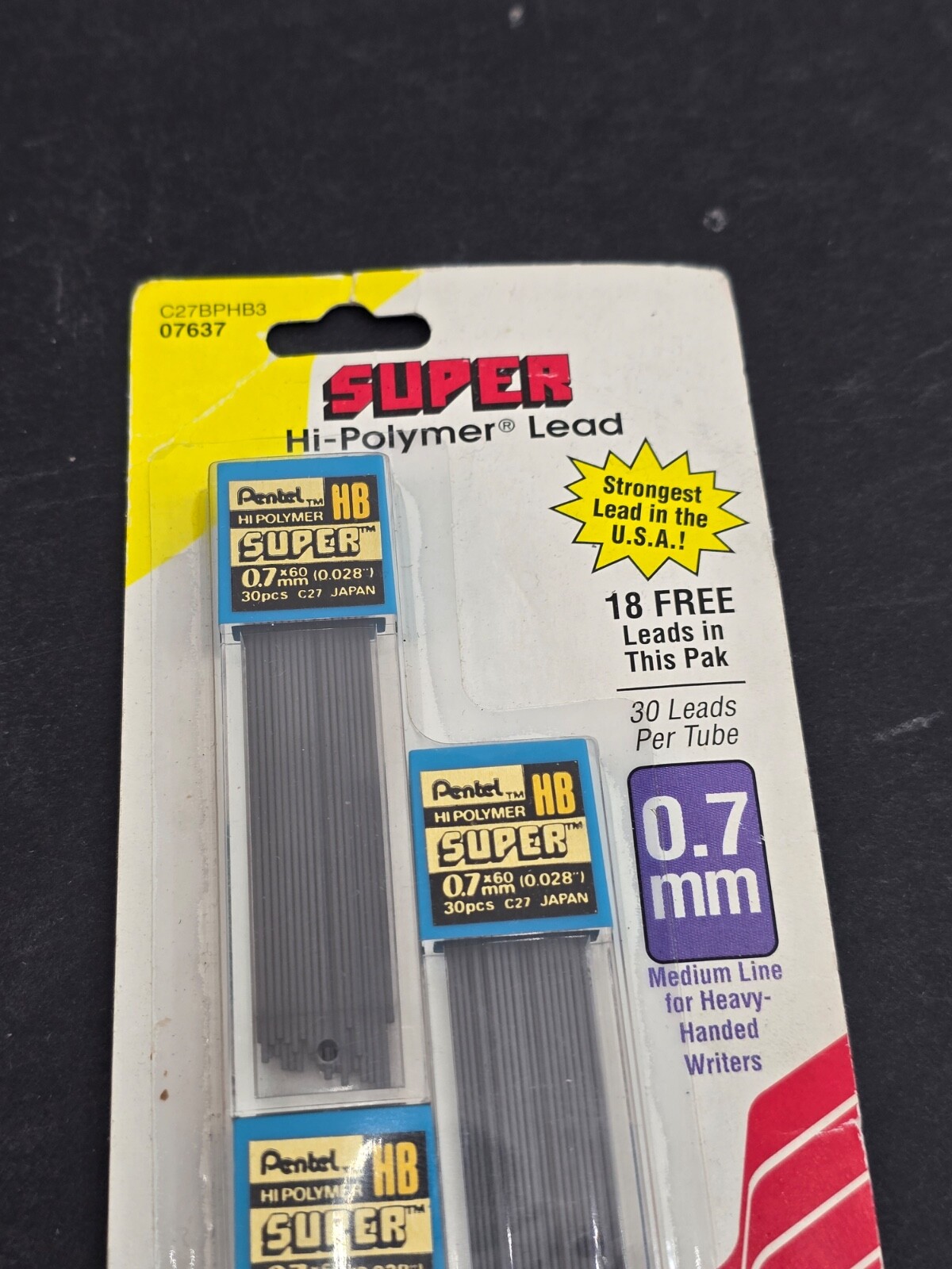 PENTEL PENCIL LEAD .7MM, NEW OLD STOCK, PACK OF 3