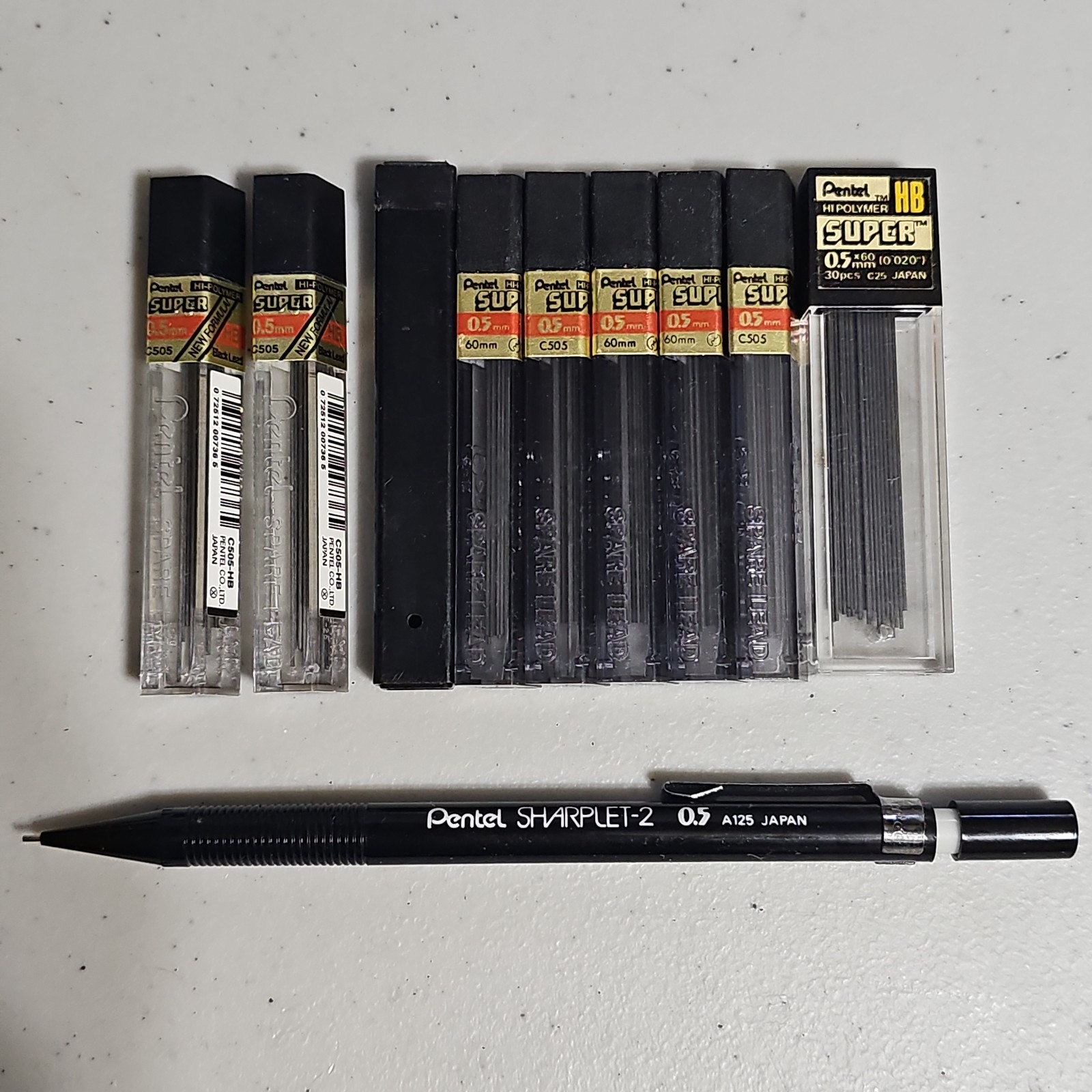 Pentel Sharplet-2 0.5 A125 Japan Mechanical Pencil with 9 Plus Dozen Leads