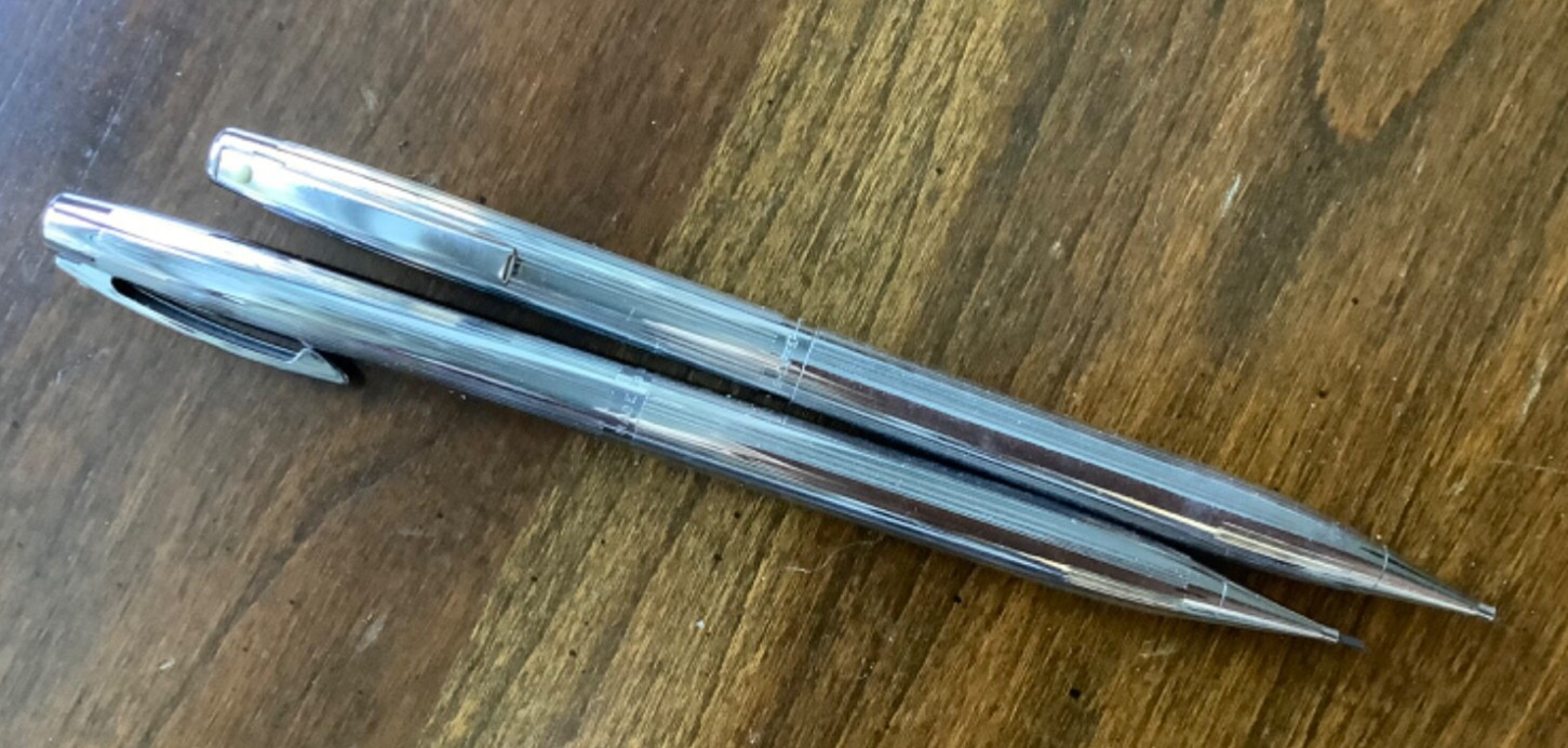 2 SHEAFFER White Dot Chrome Mechanical Pencils 1960’s-1970’s