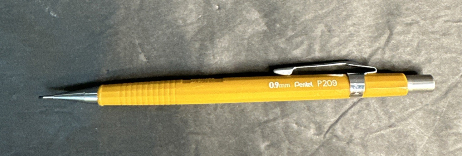 Vintage Pentel P209 Mechanical Drafting Pencil 0.9mm Mustard Yellow