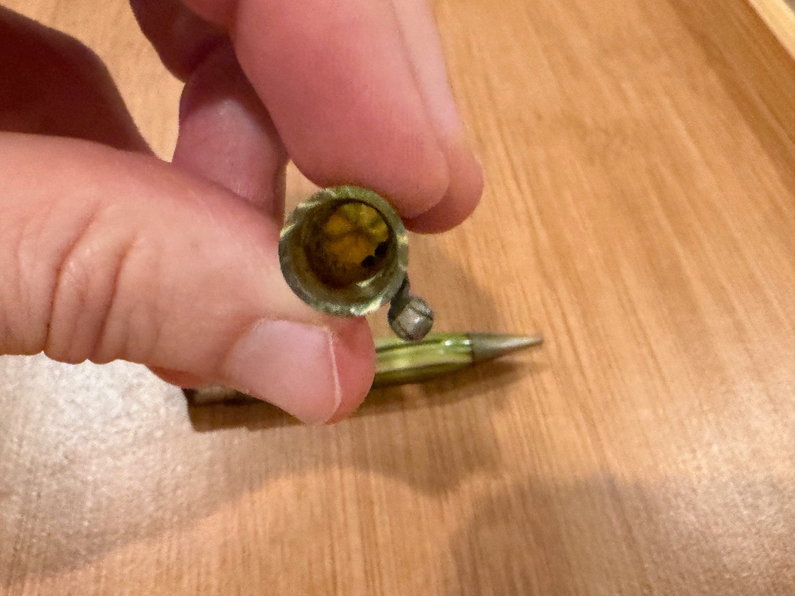Vintage Green Striated Plastic or Celluloid Mechanical Pencil
