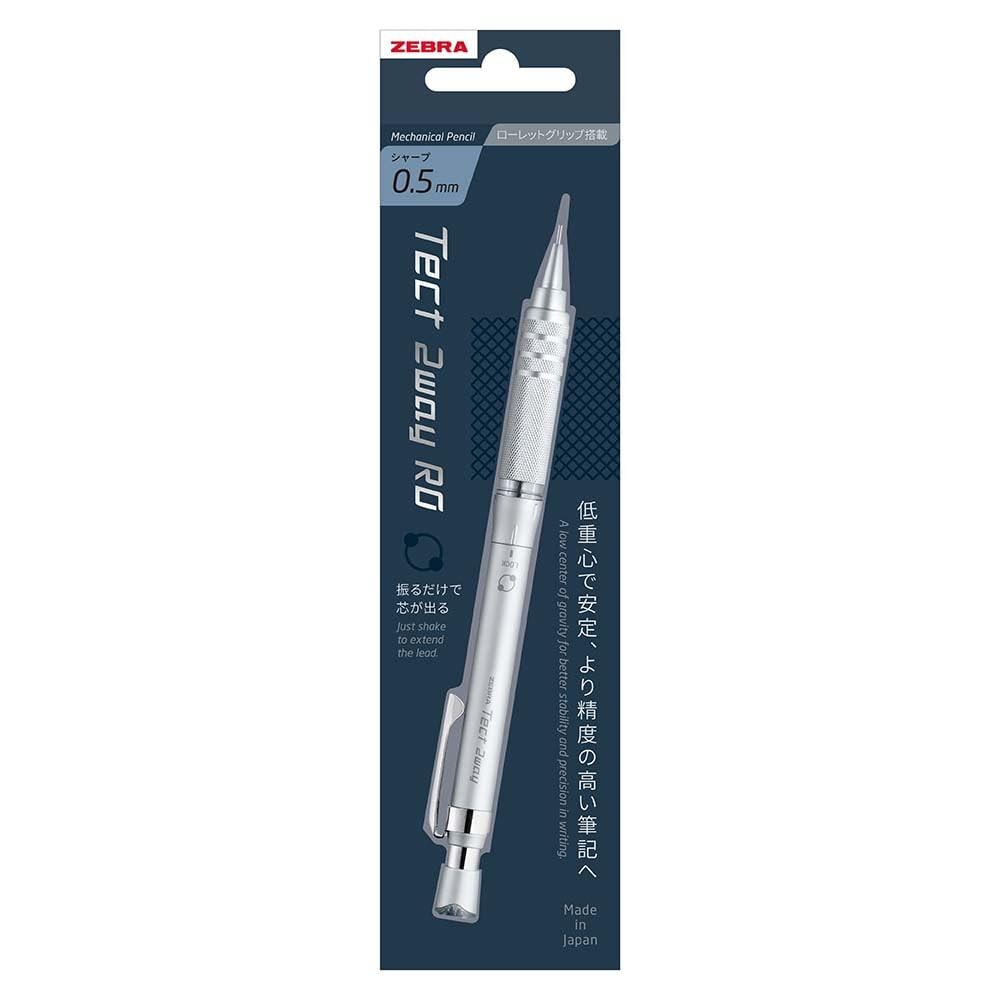 ZEBRA Mechanical Pencil, Tect 2-Way RO, 0.5mm, Metal Silver, Knurled Model, P-MA