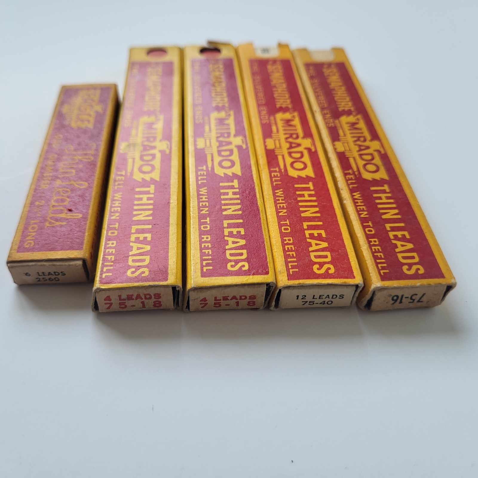 Vintage Eagle Mirado Semaphore Red Black Thin Leads Refills (5) Made USA – USED