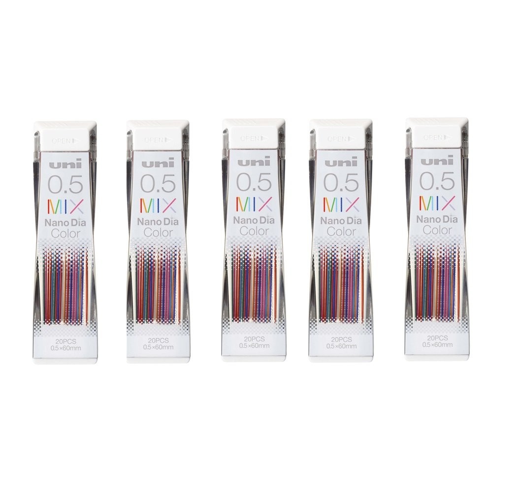 NanoDia Color Mechanical Pencil Leads 0.5mm 7 Color MIX, 5 Pack/total 100 Lea…